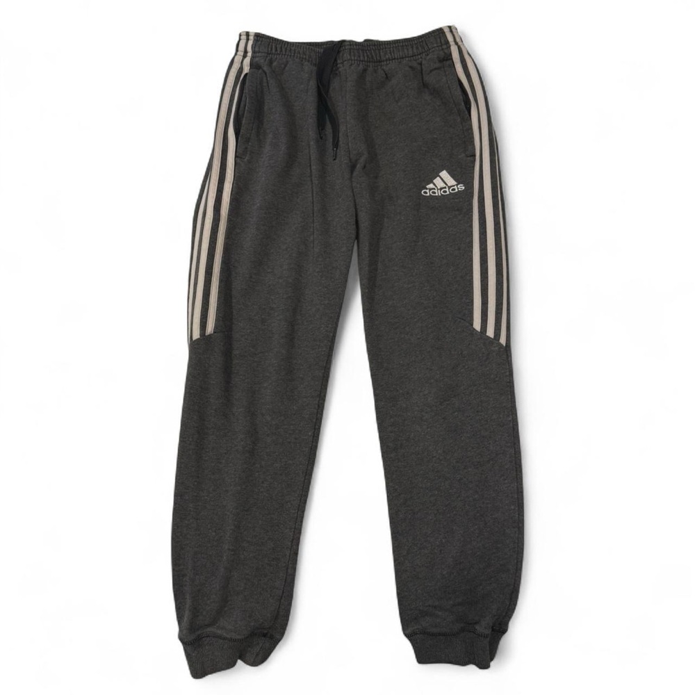 Adidas 3 Stripe Gray White Jogger Sweatpants Size Small (S)